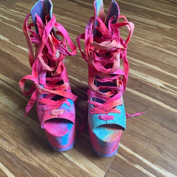 YRU x Dollskill RAINBOW BALLET BAE PLATFORMS sz 7 - Picture 7 of 7